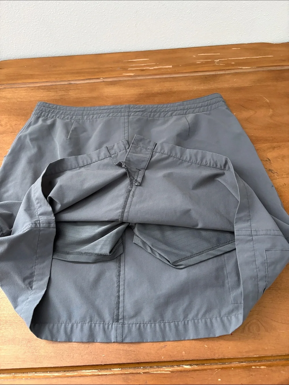 Title Nine Gray Nylon Performance A-Line Skort with Zip Pocket Size 8